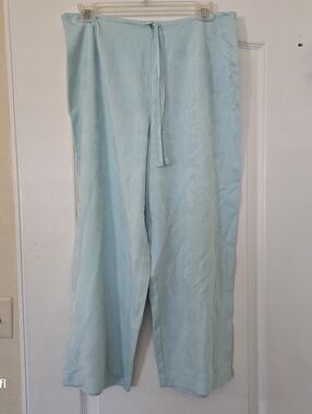 Tommy Bahama 100% Silk Jacquard Wide Leg Crop Pants - Pale Blue - Size 8